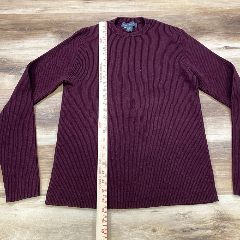 Vintage Banana Republic Sweater Mens XL Minimalist Cotton Ribbed Burgundy Y2K